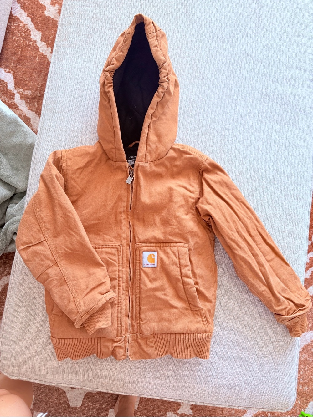 Carhartt Tan Hooded Canvas Work Jacket